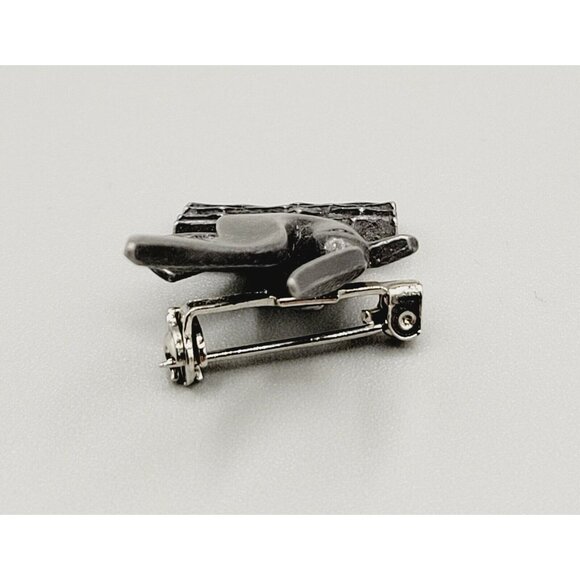 Seagull Sea Bird Wings Up on Waves Water Brooch Pewter Silver Tone Pin - Picture 4 of 4